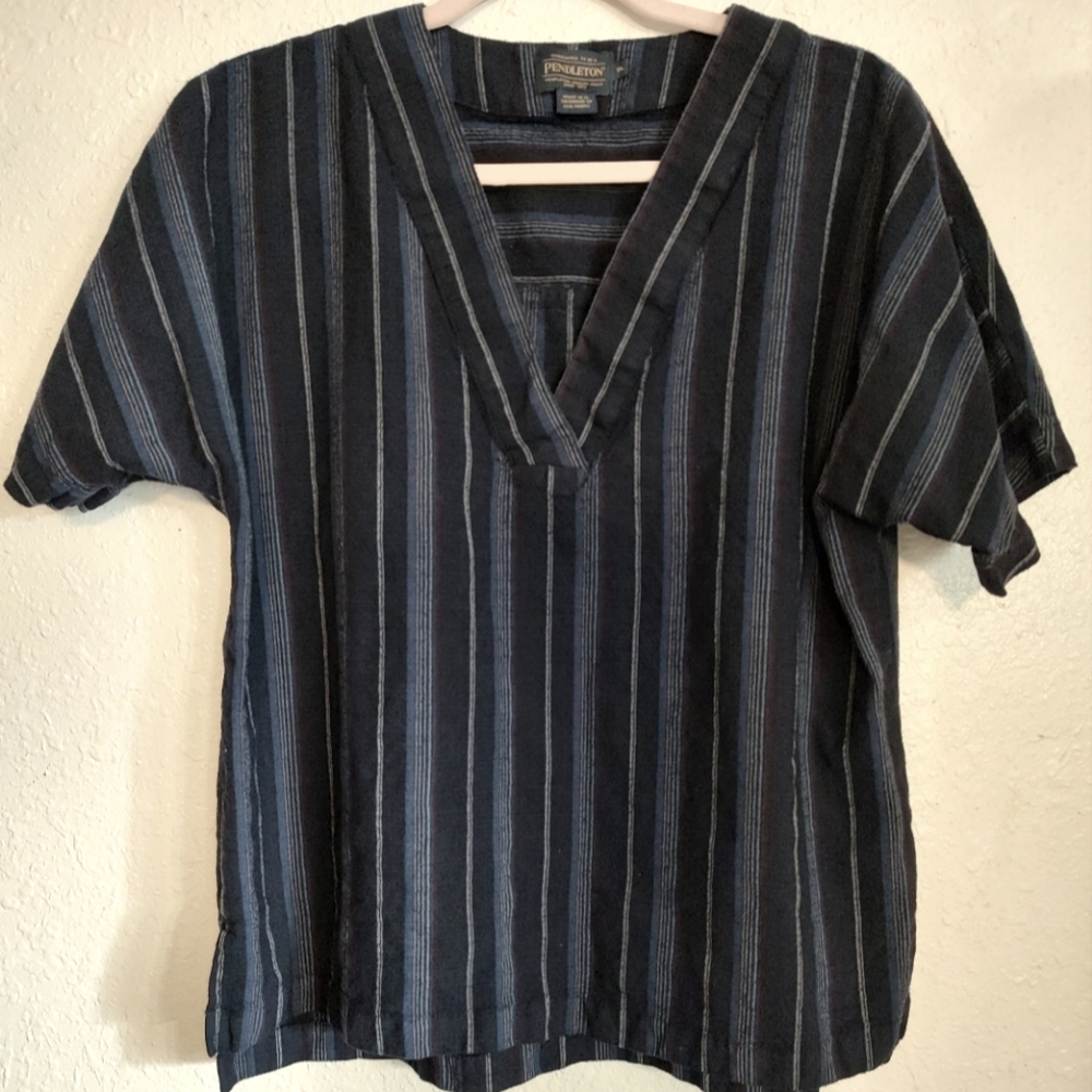 Motoboho Pendleton Striped 100% Virgin Wool Tunic Style Shirt
